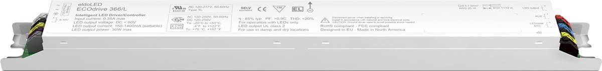 eldoLED ECOdrive 366/L Constant Current LED Driver, 30W, 0-10V