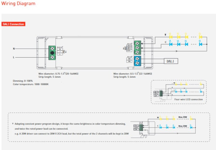 20W 100-700mA NFC CC DALI-2 DT6/DT8 tunable white LED driver SE-20-100-700-W2D