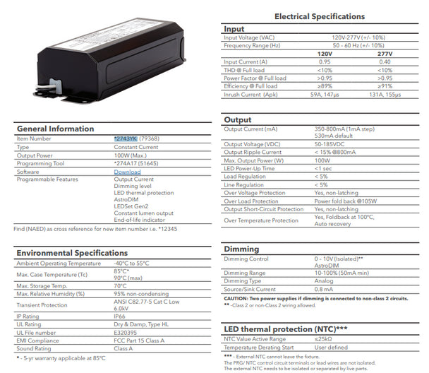 OT100W/UNV 800C/2DIM/P6/J20