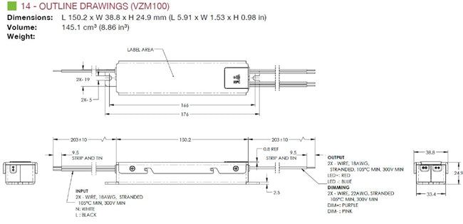VZM100W-24 Dimmable Constant Voltage LED Driver