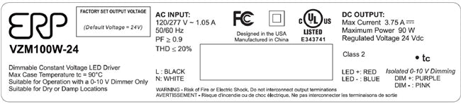 VZM100W-24 Dimmable Constant Voltage LED Driver