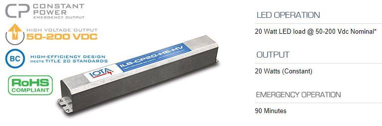 ILB CP20 HE HV A - High-Efficiency High-Voltage LED Emergency Driver