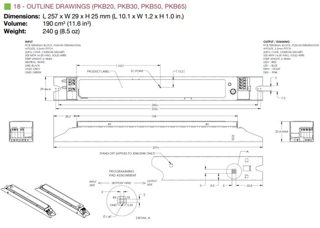PKB65W-1800-55-TN 65 Watt Constant Current LED Driver