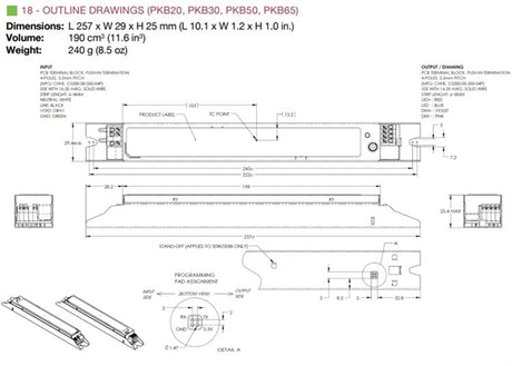 PKB65W-1800-55-TN 65 Watt Constant Current LED Driver