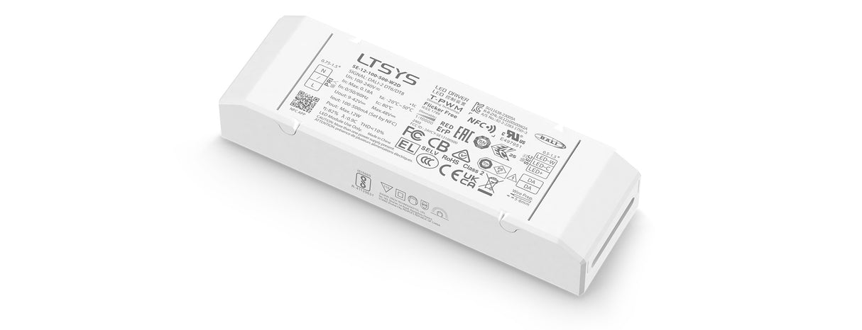 12W 100-500mA NFC CC DALI-2 DT6/DT8 tunable white LED driver SE-12-100-500-W2D