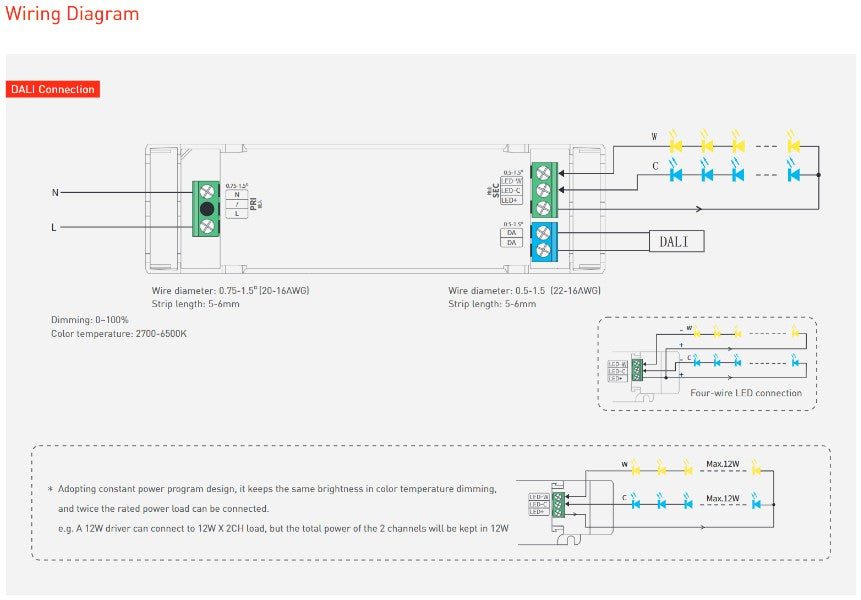 12W 100-500mA NFC CC DALI-2 DT6/DT8 tunable white LED driver SE-12-100-500-W2D