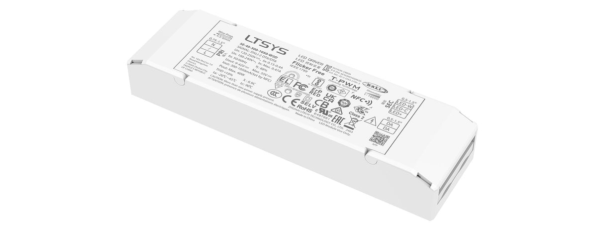 40W 300-1050mA NFC CC DALI-2 DT6/DT8 tunable white LED driver SE-40-300-1050-W2D